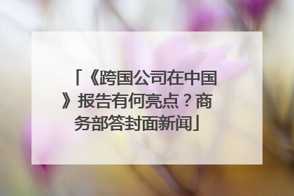 《跨国公司在中国》报告有何亮点？商务部答封面新闻