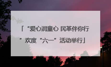 “爱心润童心 民革伴你行”欢度“六一”活动举行