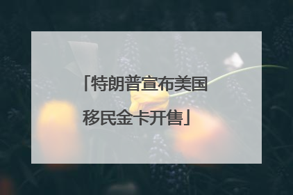 特朗普宣布美国移民金卡开售