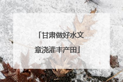 甘肃做好水文章浇灌丰产田