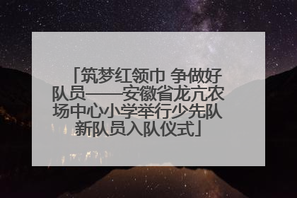 筑梦红领巾 争做好队员——安徽省龙亢农场中心小学举行少先队新队员入队仪式