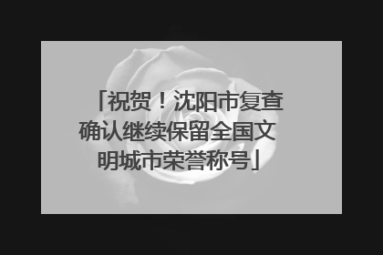祝贺！沈阳市复查确认继续保留全国文明城市荣誉称号