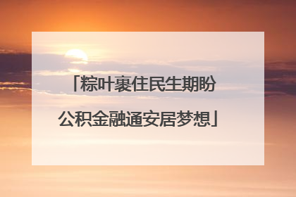 粽叶裹住民生期盼 公积金融通安居梦想