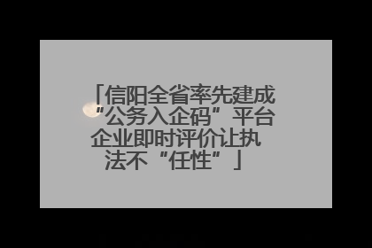 信阳全省率先建成“公务入企码”平台 企业即时评价让执法不“任性”