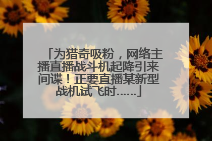 为猎奇吸粉，网络主播直播战斗机起降引来间谍！正要直播某新型战机试飞时……