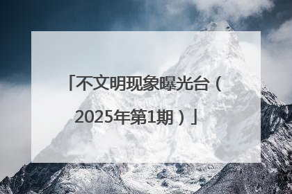 不文明现象曝光台（2025年第1期）