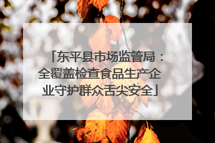 东平县市场监管局：全覆盖检查食品生产企业守护群众舌尖安全
