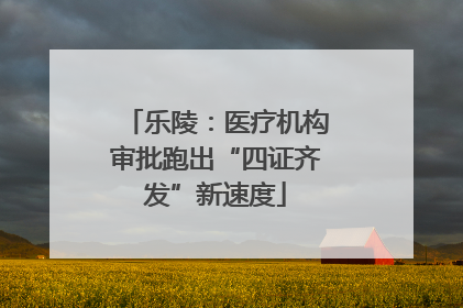 乐陵：医疗机构审批跑出“四证齐发”新速度