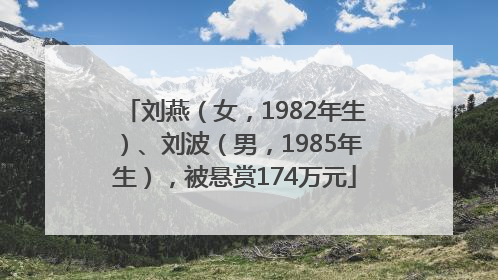刘燕（女，1982年生）、刘波（男，1985年生），被悬赏174万元
