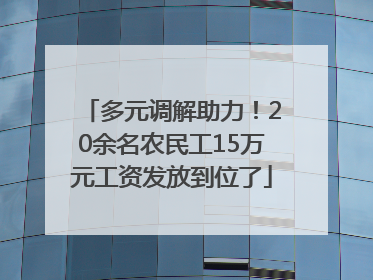 多元调解助力！20余名农民工15万元工资发放到位了