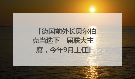 德国前外长贝尔伯克当选下一届联大主席，今年9月上任