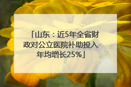 山东：近5年全省财政对公立医院补助投入年均增长25%