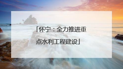 怀宁：全力推进重点水利工程建设