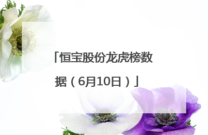 恒宝股份龙虎榜数据（6月10日）