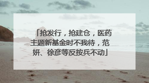 抢发行，抢建仓，医药主题新基金时不我待，范妍、徐彦等反按兵不动