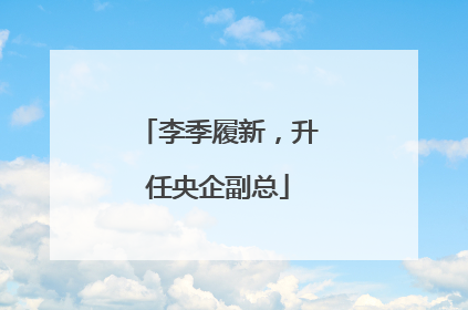 李季履新，升任央企副总
