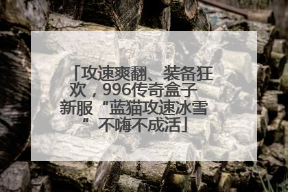 攻速爽翻、装备狂欢，996传奇盒子新服“蓝猫攻速冰雪”不嗨不成活