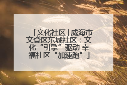 文化社区│威海市文登区东城社区：文化“引擎”驱动 幸福社区“加速跑”