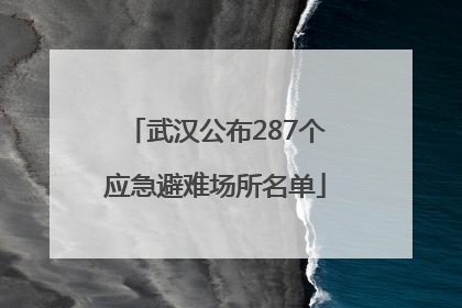 武汉公布287个应急避难场所名单