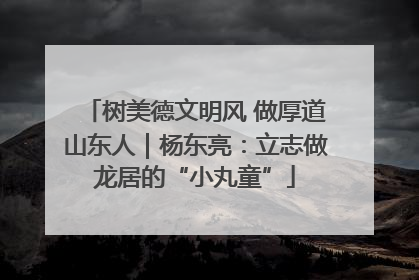 树美德文明风 做厚道山东人｜杨东亮：立志做龙居的“小丸童”