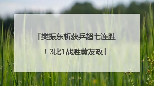 樊振东斩获乒超七连胜！3比1战胜黄友政