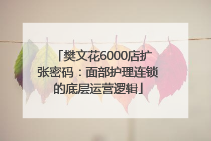 樊文花6000店扩张密码：面部护理连锁的底层运营逻辑