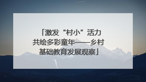 激发“村小”活力 共绘多彩童年——乡村基础教育发展观察