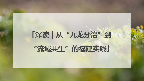 深读｜从“九龙分治”到“流域共生”的福建实践
