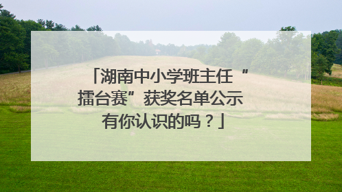 湖南中小学班主任“擂台赛”获奖名单公示 有你认识的吗？