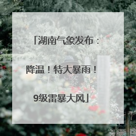 湖南气象发布：降温！特大暴雨！9级雷暴大风