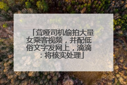 聋哑司机偷拍大量女乘客视频，并配低俗文字发网上，滴滴：将核实处理
