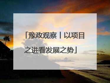豫政观察丨以项目之进看发展之势