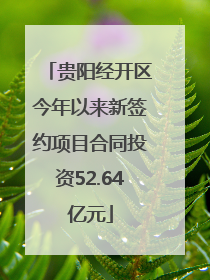 贵阳经开区今年以来新签约项目合同投资52.64亿元