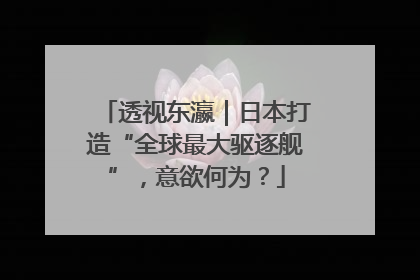 透视东瀛｜日本打造“全球最大驱逐舰”，意欲何为？