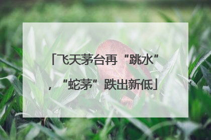 飞天茅台再“跳水”，“蛇茅”跌出新低