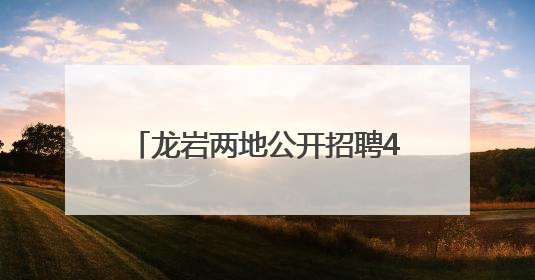 龙岩两地公开招聘47人！含编内岗位→