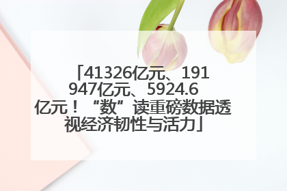 41326亿元、191947亿元、5924.6亿元！“数”读重磅数据透视经济韧性与活力