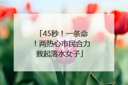 45秒！一条命！两热心市民合力救起落水女子